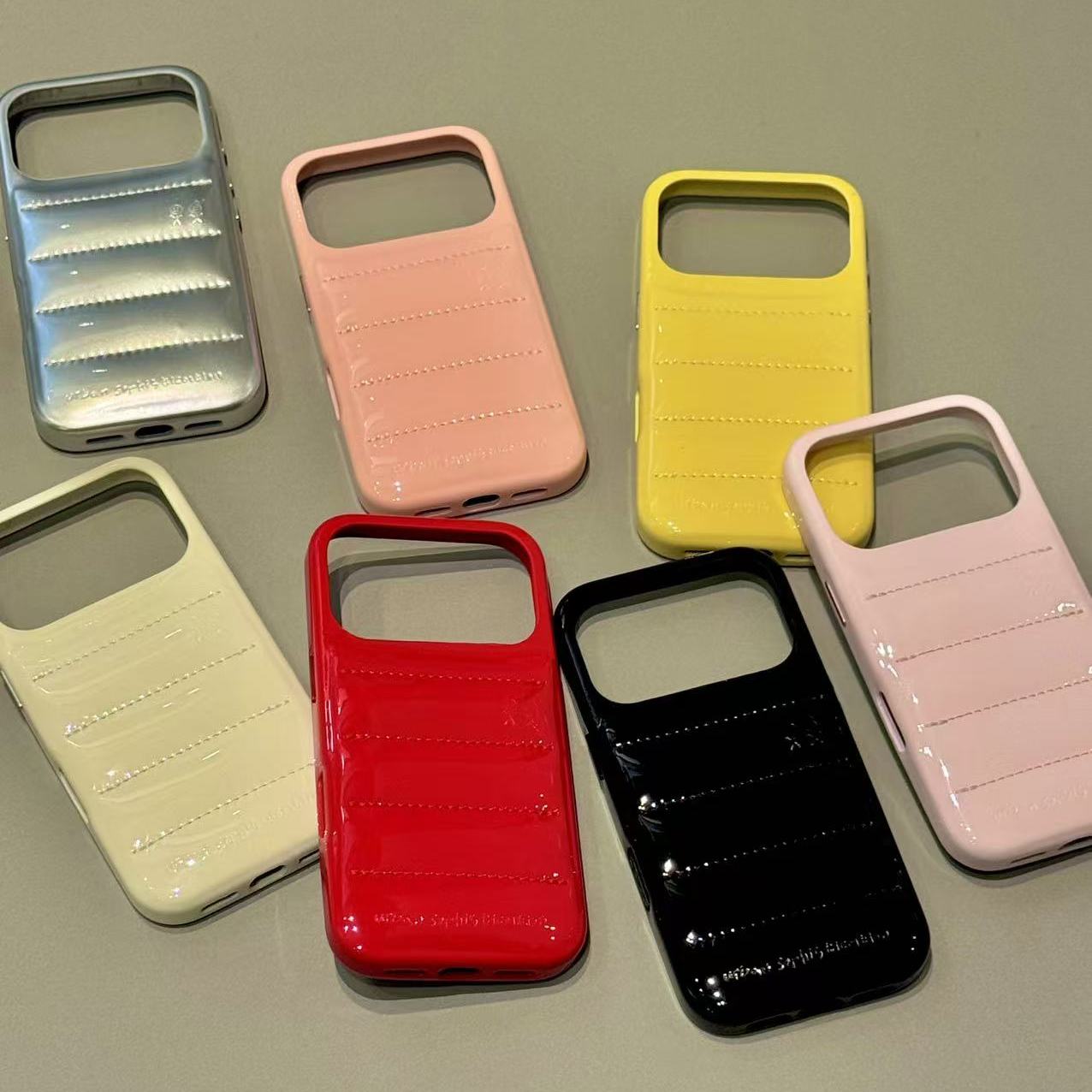 多巴胺糖果色纯底亮面皮纹适用iphone17promax苹果16手机保护壳15小众简约设计感防摔保护壳