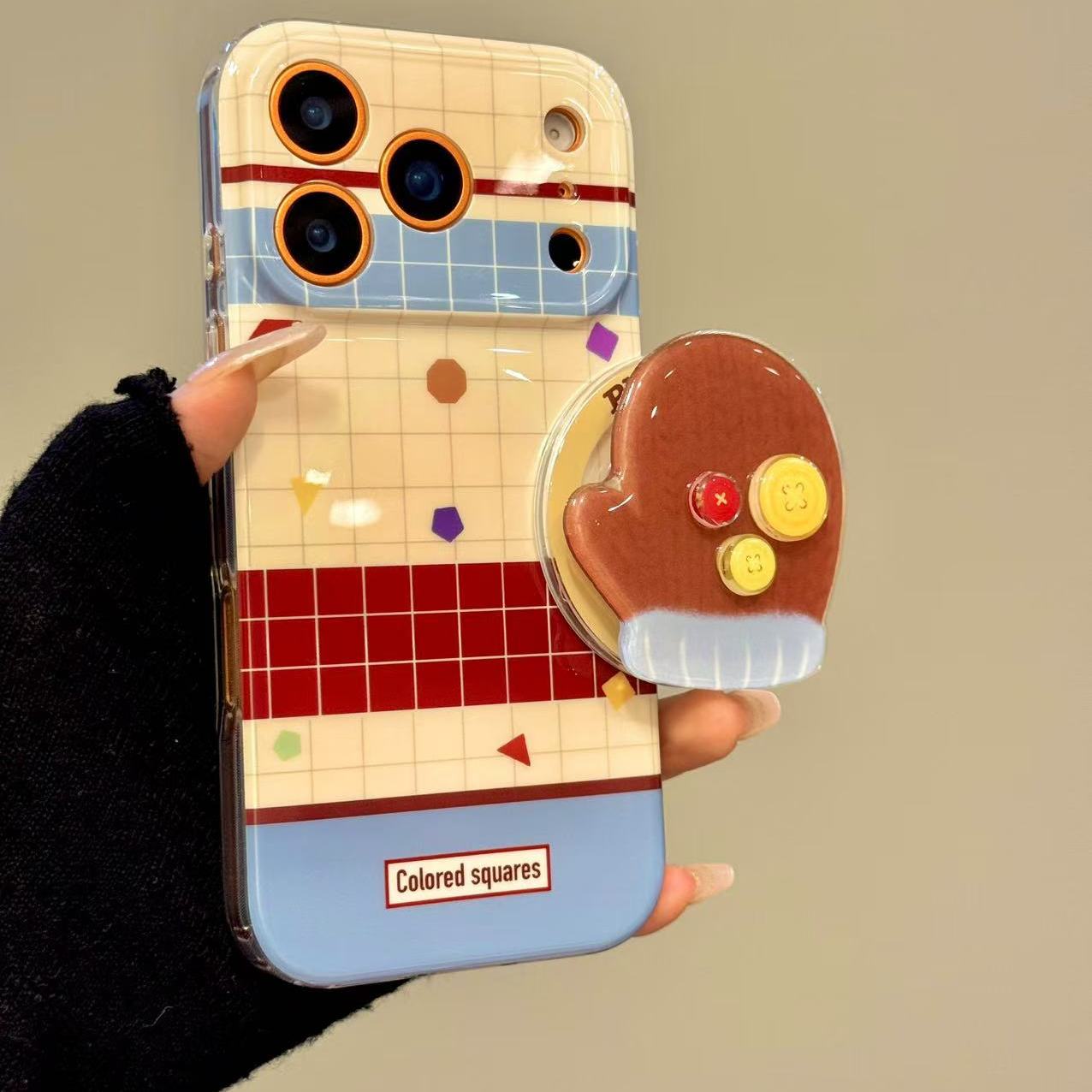 韩系拼接彩色格纹菱形方块磁吸适用ihone17promax苹果16p手机壳15小众简约设计感防摔保护壳