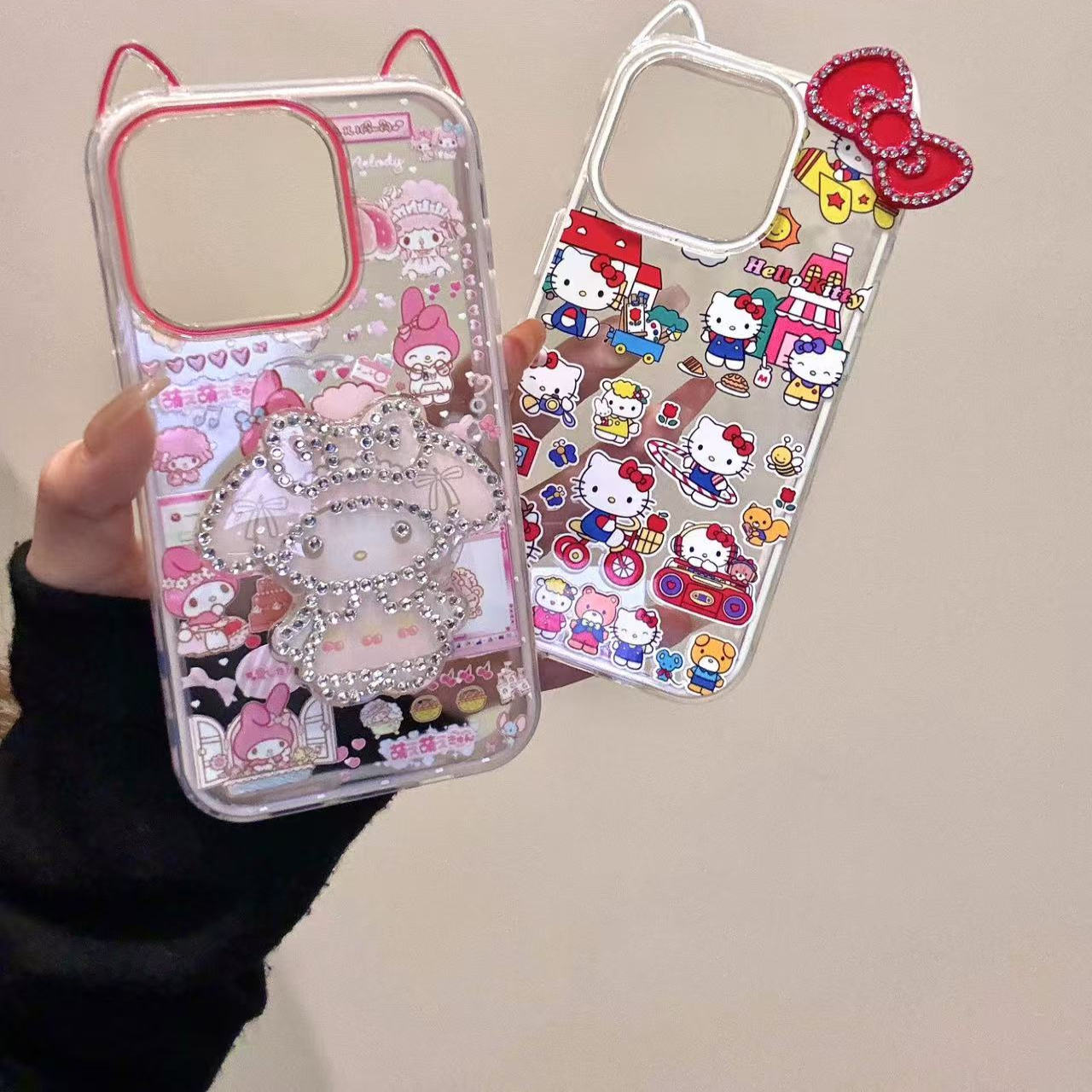 立体猫耳红色蝴蝶结草莓小羊猫咪适用iphone16proma苹果15p手机壳满满少女心软萌甜美童趣
