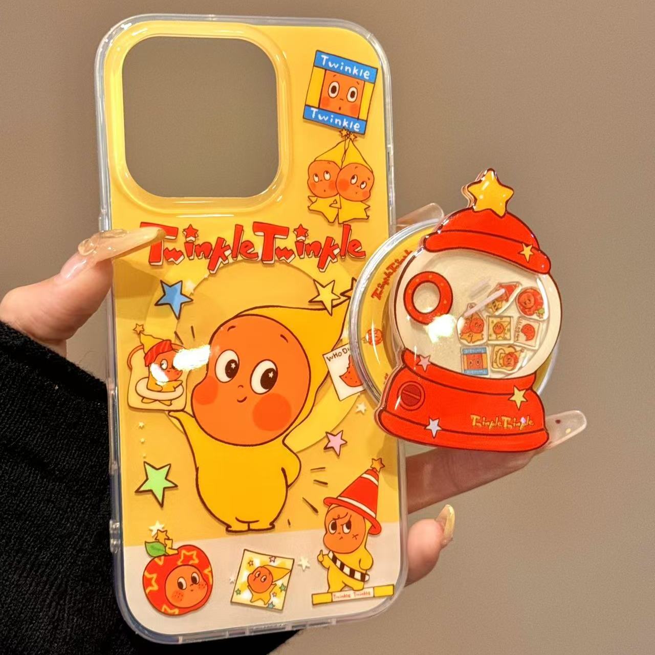 卡通可爱糖果星星人扭蛋机摇摇乐适用iphone16promax苹果15手机壳童趣创意新款防摔保护壳