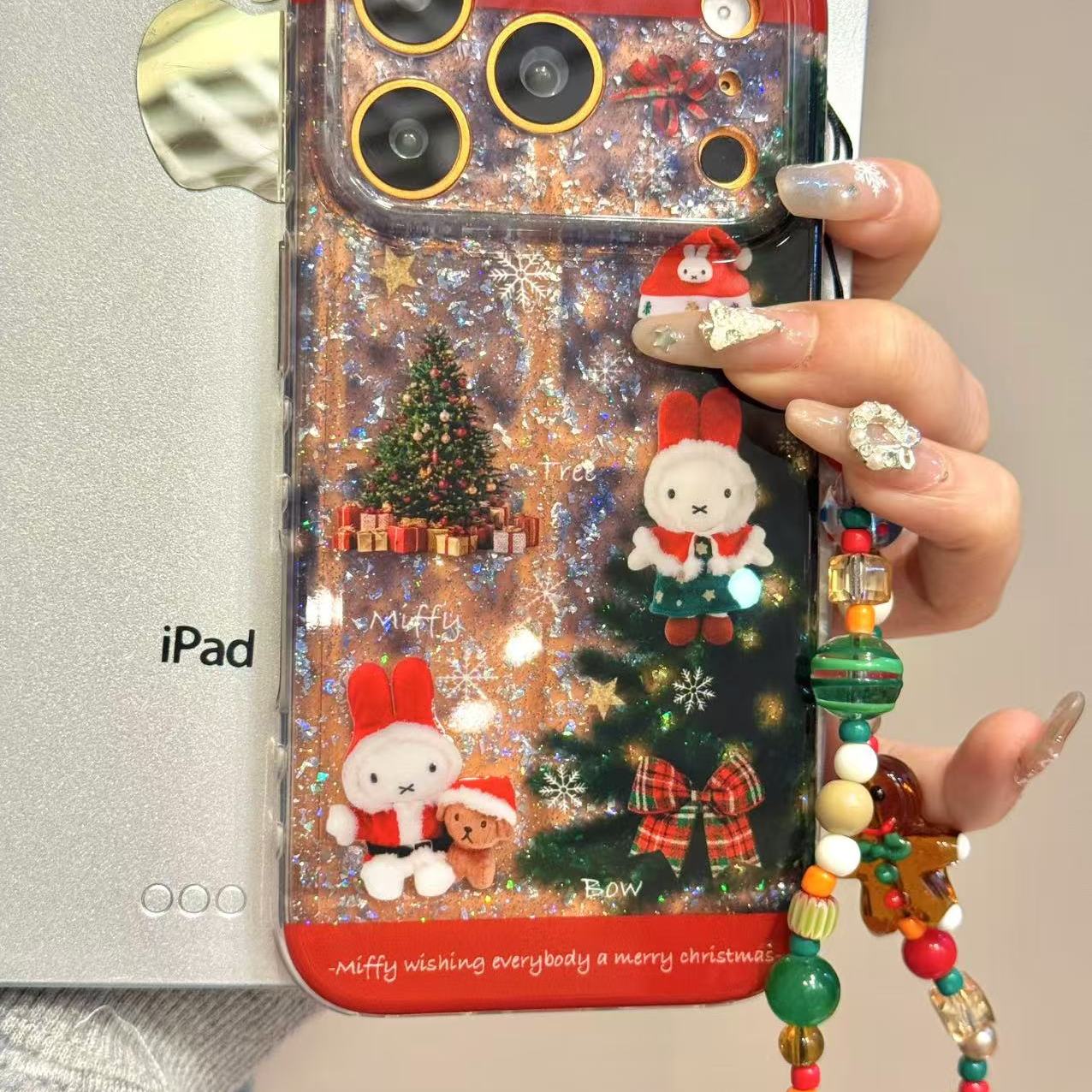 萌系卡通红帽米菲兔圣诞树适用于iphone17promax苹果16p手机壳15p童趣创意搞怪新款防摔保护壳