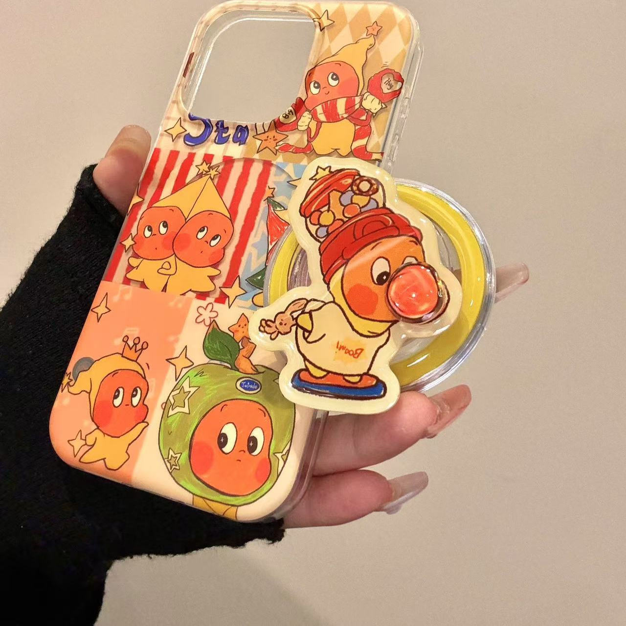 绿苹果头套糖果星星人鼻子转转适用iphone16promax苹果15手机壳14可爱Q萌卡通