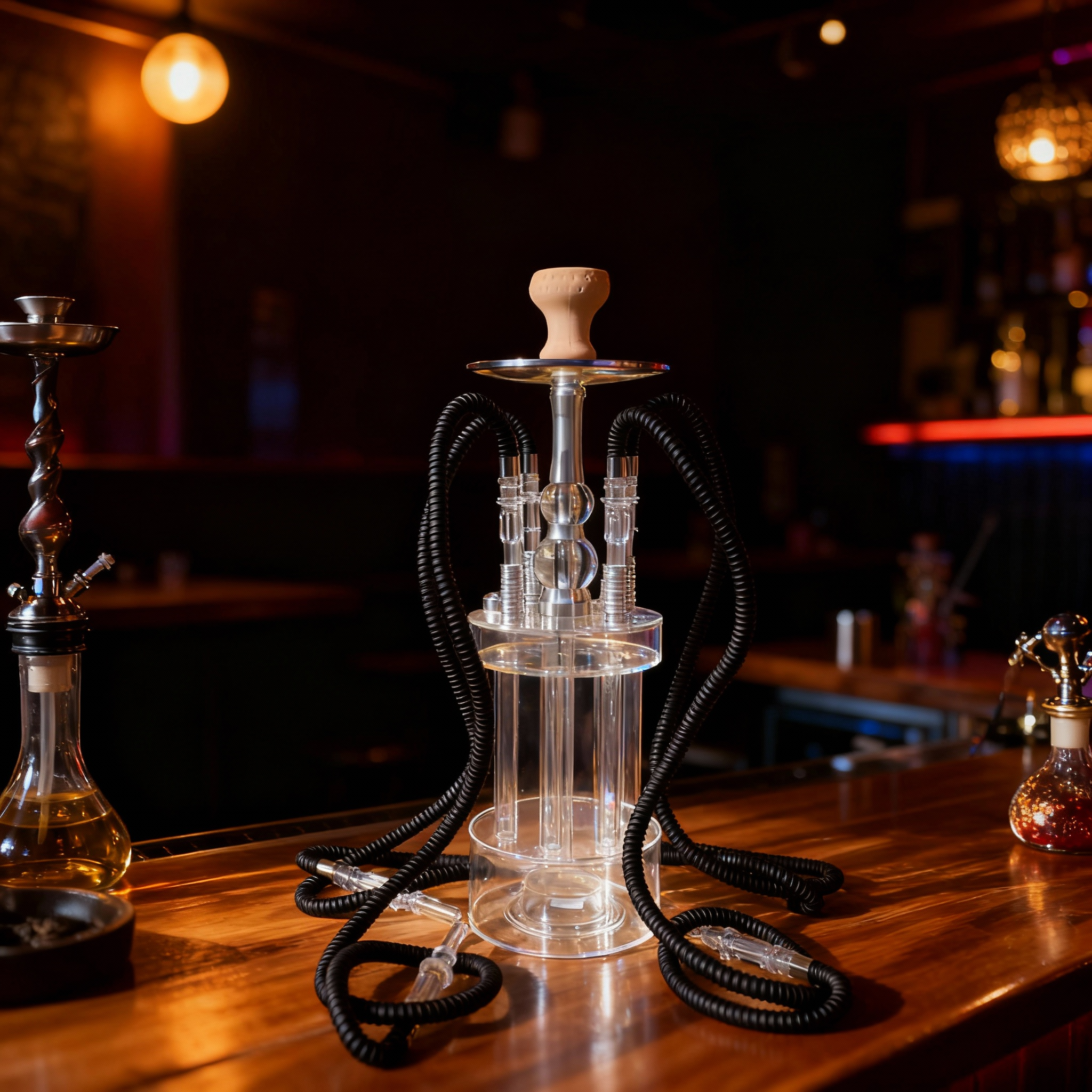 酒吧带灯水烟壶 网红热销带灯加特林水烟壶水果味大 烟雾SHISHA
