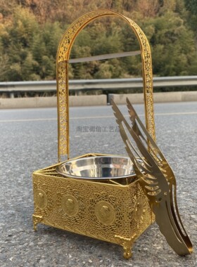 阿拉伯水烟配件金色复古碳篮酒吧hookah碳夹shisha镂空碳篮