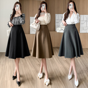 半身裙中长款 时尚 显瘦A字裙长裙子女大摆裙 新款 实拍视频2022秋季