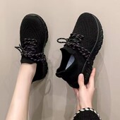 女2026春季 新款 飞织网面透气休闲百搭运动鞋 厚底袜子鞋 防滑登山鞋