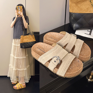 厚底增高勃肯拖鞋女夏季外穿2026新款夏天女鞋子超火爆款复古凉拖