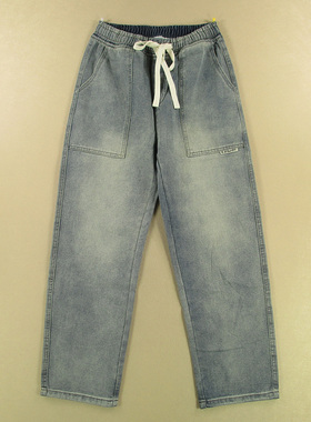 牛仔裤男30码厚实宽松紧腰慵懒复古直筒KHCO长裤子P309/68508-10