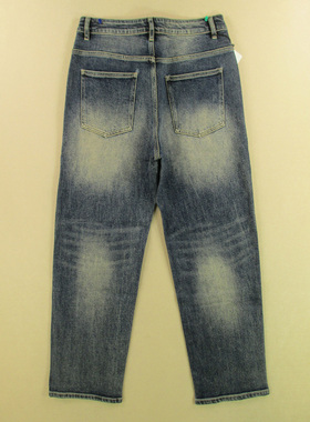 牛仔裤男32码厚实弹力宽松直筒复古洗水KHCO长裤子R302/3803-18