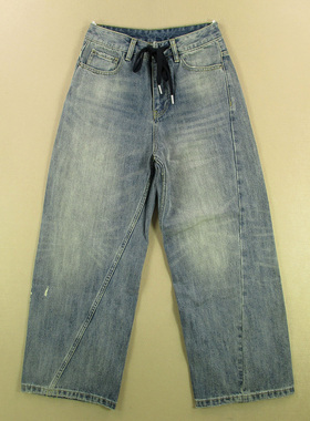 牛仔裤男美式慵懒风阔腿裤新款复古破洞宽松直筒R302/98581*10