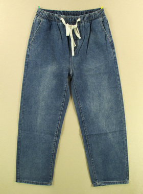 牛仔裤男美式慵懒风阔腿裤新款松紧腰复古宽松直筒C404/0581*02