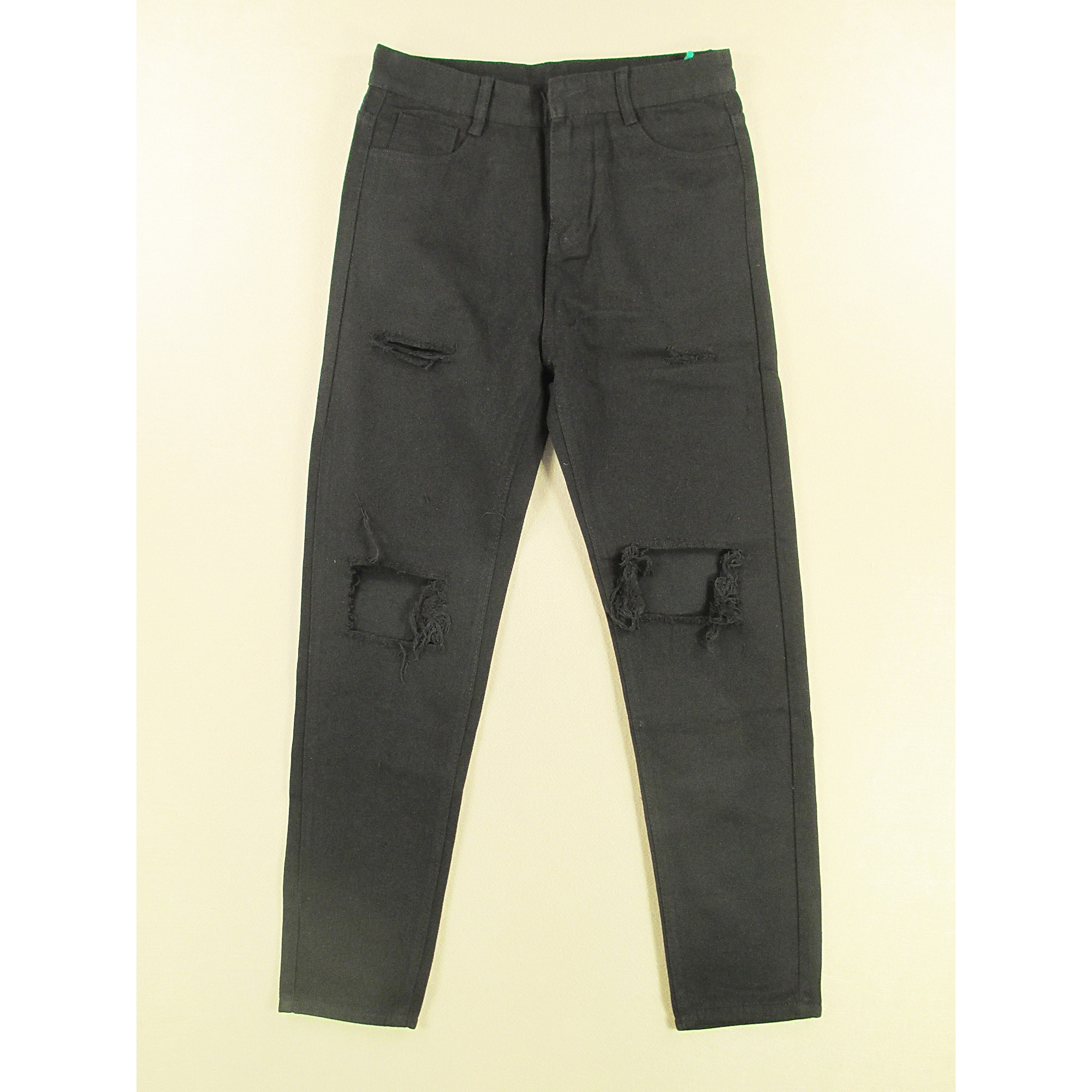 牛仔裤男31码破洞锥形小脚裤黑色乞丐裤KHCO长裤子C207/68507-03