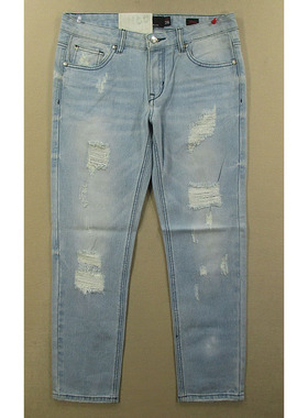 牛仔裤女26码 低腰修身纯棉破洞外单乞丐裤特价包邮Y201/98054-07