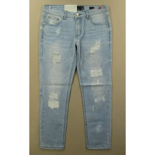 纯棉破洞外单乞丐裤 特价 包邮 牛仔裤 98054 低腰修身 Y201 女26码