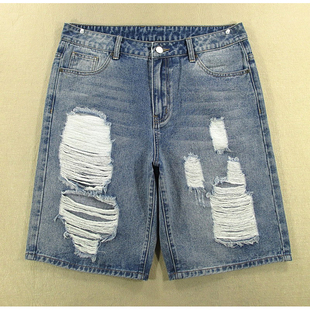 破洞宽松乞丐夏裤 子KHCO 包邮 牛仔中裤 5231 男32码 R206 五分裤