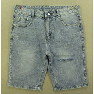 纯棉破洞外单洗水 特价 包邮 牛仔中裤 2312 男32码 N301 五分裤