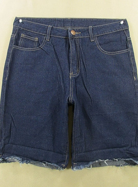 牛仔中裤五分裤男32码宽松高腰原色短裤夏款全新品D104/38531-16