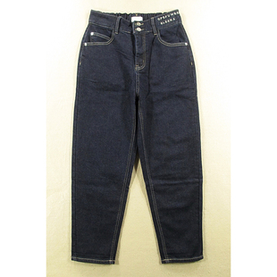 68281 牛仔裤 P202 抓绒加厚高腰显瘦潮萝卜老爹哈伦裤 女秋冬款