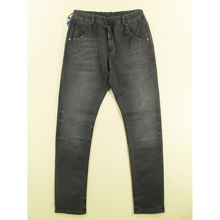 男32码 68502 针织弹力修身 子C201 小脚松紧腰加长黑长裤 牛仔裤