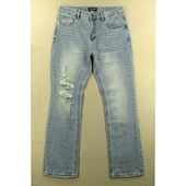 2282 牛仔裤 包邮 U311 男港风朋克复古破洞中腰无弹微喇长裤 流行