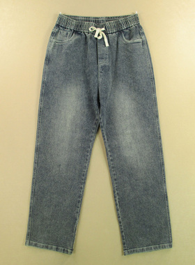 牛仔裤男34码加厚弹力阔腿裤松紧腰复古慵懒风加长裤R302/3803-15