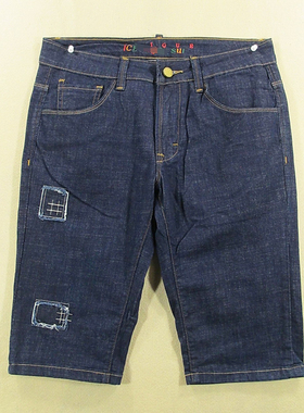 牛仔中裤五分裤男低腰薄款弹力修身绣花夏款全新品B107/52536-19