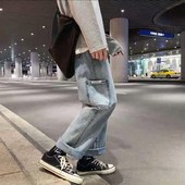 68583 牛仔裤 宽松阔腿老爹裤 C408 男多兜工装 港风潮纯棉ins裤