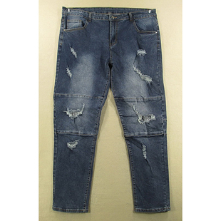 小脚裤 子破洞机车裤 9210 男38码 X102 弹力修身 肥佬裤 牛仔裤 大码