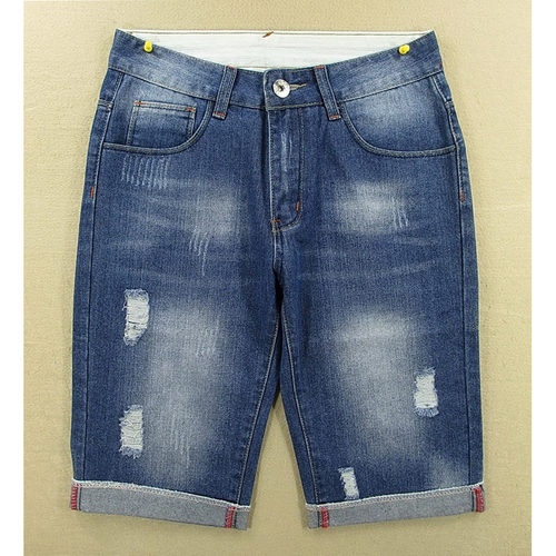 05*5683/W404*牛仔裤男中裤七分裤欧版重工破洞柔软透气宽松款