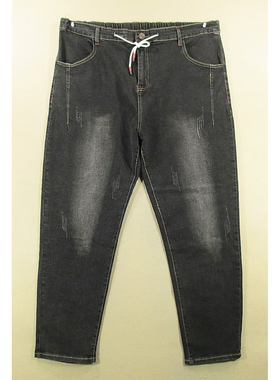 牛仔裤男弹力萝卜裤宽松锥形小脚松紧腰肥佬裤新品*K204/52503-18