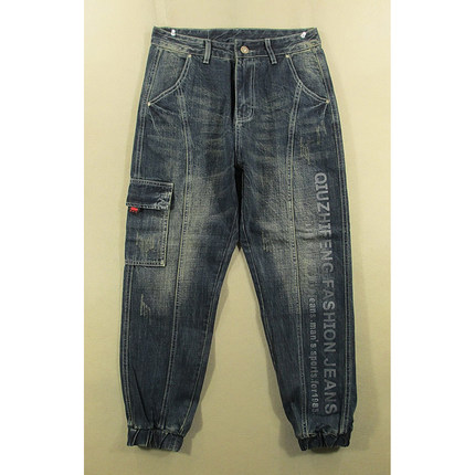 多兜牛仔裤九分裤男缩口束脚印花工装长裤子全新品*H208/59513-16