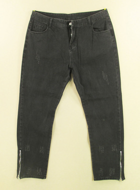 牛仔裤男38码微锥形黑灰加大码肥佬裤修身KHCO长裤子R302/3803-06