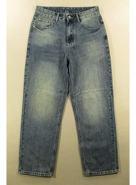 牛仔裤男美式潮流复古慵懒风嘻哈滑板阔腿裤高腰P308/98283*04