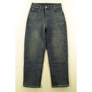 女韩版 68281 冬款 T208 加绒加厚高腰宽松阔腿直筒裤 牛仔裤