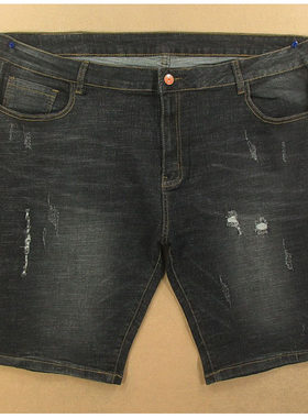 弹力破洞大码牛仔中裤特价包邮