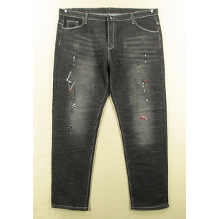 薄款 怀旧复古破洞弹力修身 0211 男38码 V109 欧版 包邮 牛仔裤 小脚