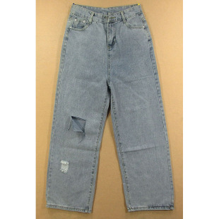 7082 牛仔裤 W201 拖地阔腿垂感直筒 女破洞宽松显瘦复古年新款