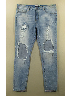 牛仔裤男38码弹力修身小脚裤破洞加长加大码长裤子*Q108/38501-20