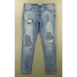 小脚裤 破洞加长加大码 38501 男38码 Q108 弹力修身 子 牛仔裤 长裤