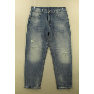 破洞复古长裤 弹力宽松锥形裤 子全新品 R108 牛仔裤 38504 男32码