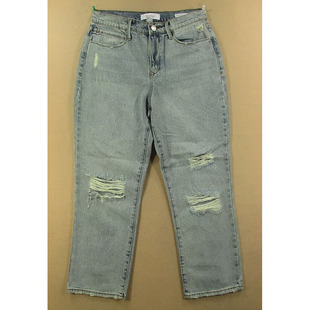 全场 纯棉破洞洗水高腰宽松直筒 包邮 H402 牛仔裤 9082 女