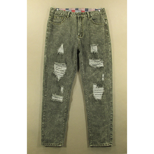 破洞乞丐裤 洗水单品长裤 子全新品 牛仔裤 2505 小脚裤 H104 男修身