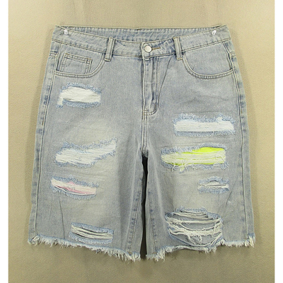 牛仔中裤五分裤男宽松破洞补丁外单短裤夏款全新品*Y109/52534-20