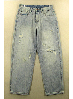 牛仔裤男老爹裤破洞乞丐裤宽松复古长裤子全新品*K108/52502-20