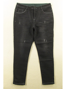 牛仔裤女31码秋冬款加绒加厚弹力修身小脚KHCO包邮K103/68253-05