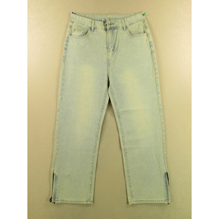 男32码 6806 宽松直筒裤 子O202 复古拉链开脚高腰KHCO长裤 牛仔裤