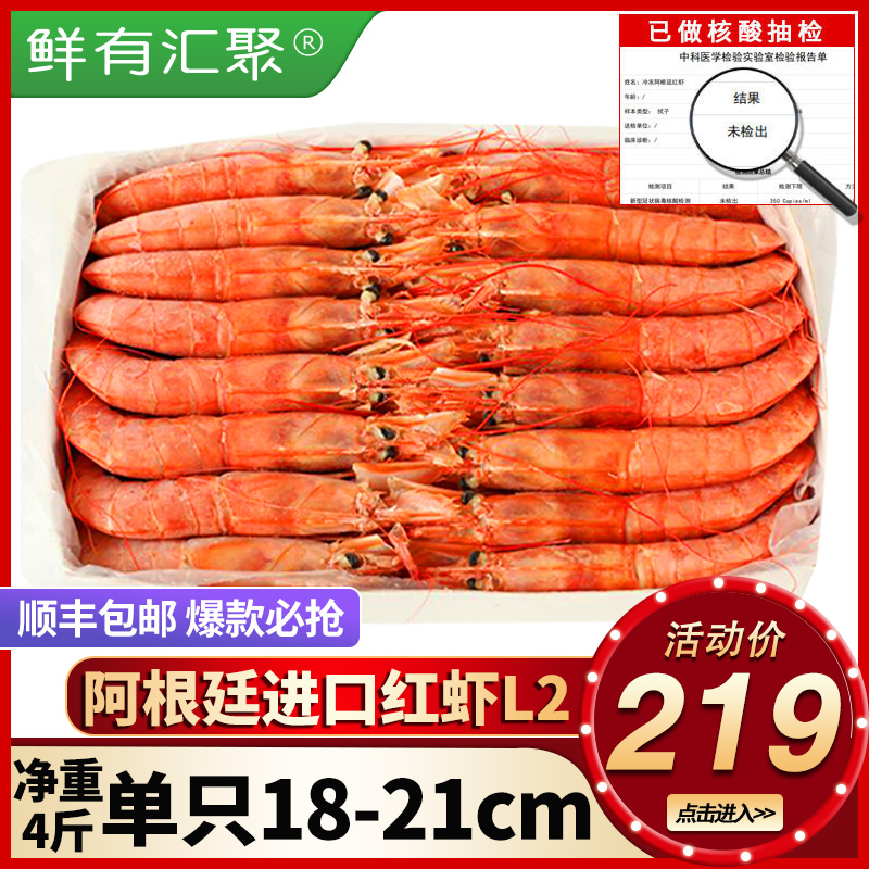阿根廷l14斤2kg鲜活超大红虾大虾