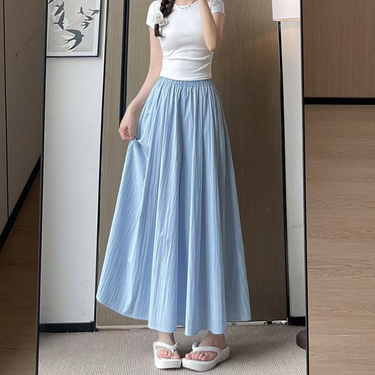 大码胖mm冰丝山本阔腿裙裤子女夏薄款宽松显瘦垂感高腰九分休闲裤