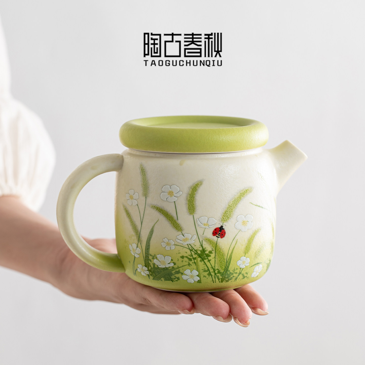 陶瓷手把壶一壶两杯功夫茶具套装图片