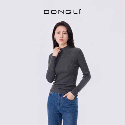 东黎毛绒混纺女士精纺半高领套衫